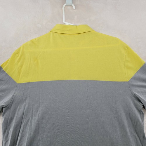 Calvin Klein Collection Men Size L Gray & Yellow Cotton Short Sleeve Polo Shirt - Picture 5 of 8