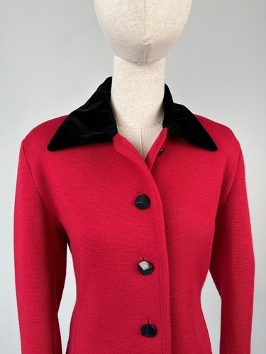 Vintage 70s Women's SAINT LAURENT Blazer Jacket Wool Red Size 38 - Picture 5 of 11