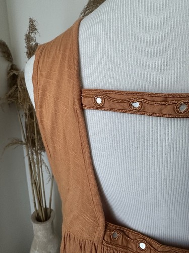 Free People Size Small Orange Cut Out Tank Top - Picture 6 of 7
