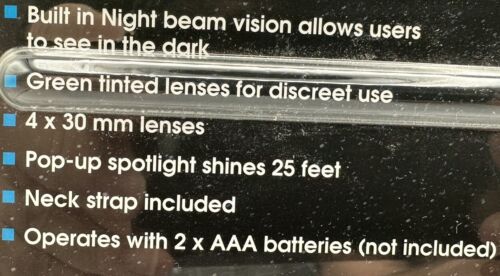 Night Scope See Up To 25 Feet Great For Day Or Night Use Pop-Up Spotlight LED - Picture 3 of 7
