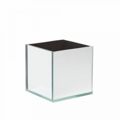 10cm Glass Mirrored Cube Vase Clear 4 Square Clear Flower Table