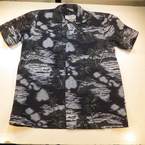 FAVANT HAWAII ISLAND KARTE ALOHA TROPISCH HAWAIIISCH BAHAMA SHIRT Herren L - Bild 2 von 5