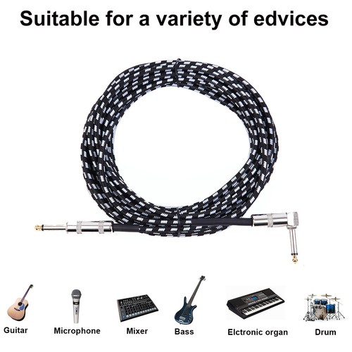 20ft NOISELESS Electric Guitar Bass Cable Instrument Musical Pedal AMP Cord 1/4" - Picture 3 of 8