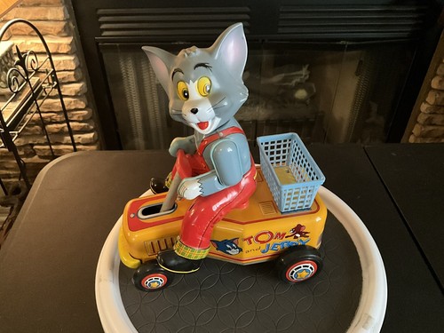 Tom & Jerry Cartoon (Tom) Handauto Blech batteriebetrieben Spielzeug 1960er Japan - funktionstüchtig