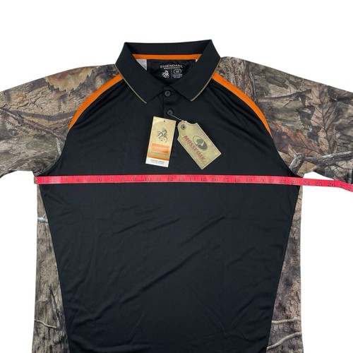 NWT Mossy Oak Polo Shirt Mens L Black Camo Collared 3-Button Short Sleeve Top - Picture 6 of 15