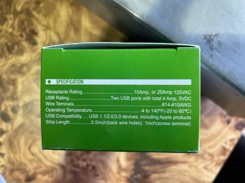 DUAL USB CHARGER TAMPER RESISTANT ELECTRICAL RECEPTACLE OUTLET UL - BOX OF 10 - Picture 2 of 2