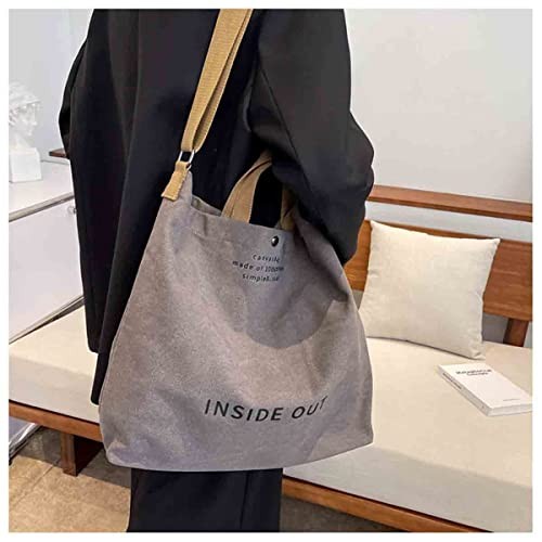 Sumleno Women Large Canvas Tote Handbags Casual Shoulder Work Bag One Size Gray - Picture 5 of 7