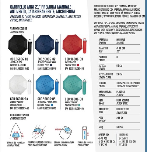 PERLETTI Ombrello Pieghevole Manuale Antivento Resistente Leggero Compatto. Nero - Foto 9 di 9