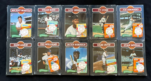 10 BASEBALL LEGENDS COLLECTOR BOOKS FACTORY SEALED WITH BONUS PACK OF CARDS RARE