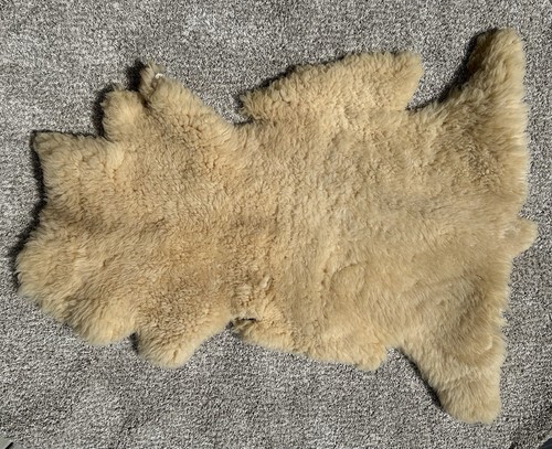 Genuine Sheepskin Shearing Rug 44” X 27” Cream Clean Rustic Modern Home Décor - Picture 3 of 10