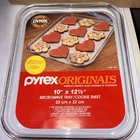Vtg PYREX England Clear Glass Microwave BAKING TRAY Dish 12.75 x10.3 NWT