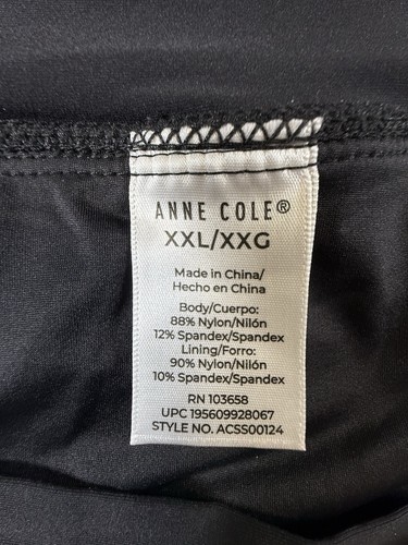 Anne Cole Womens Swim Skirt 2X Plus Slit Lined Bottom 18W 20W Black XXL NEW - Picture 3 of 11