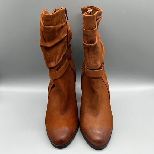 Guess Tamsin Mid Calf Tassel Cowboy Boots Block Heel Brown Nubuck Uk 7 Womens - Picture 4 of 7