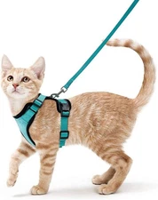Cat Harness and Leash for Walking, Escape Proof Soft Adjustable Vest Harnesses F