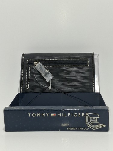Tommy Hilfiger French Trifold Geldbörse Strukturleder Knopfverschluss Schwarz Herren - Bild 2 von 4