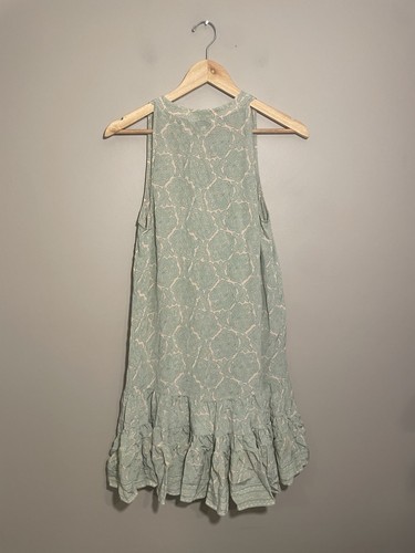 Mini Vestido de Seda Joie Hayden Para Mujer Grande Sin Mangas Volantes Botones Rosa Verde - Imagen 4 de 7