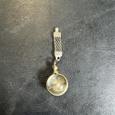 Authentic 4 Leaf Clover Key Chain Charm Sphere Silver Color