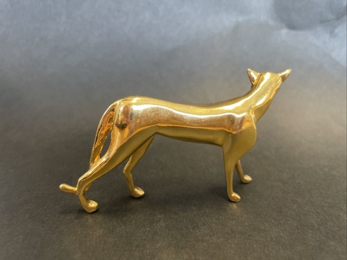 The Franklin Mint Art Deco Cat Gold Brass Curio Cabinet Figurine 1986 Vintage - Picture 2 of 3