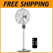 Modern 16" Chrome Digital Stand Fan - Powerful 75° Oscillation & Quiet Operation