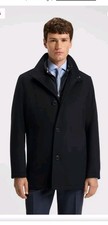 Hugo Boss Relaxed Fit Coat Wool Cashmere Italian Fabric Zip Button High Neck 46