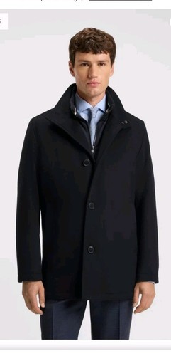 Abrigo Hugo Boss Calce Relajado Lana Cachemira Tela Italiana Cremallera Botón Cuello Alto 46 - Imagen 1 de 19