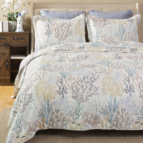 Juego de cama de playa costera CARSTENS, INC., microfibra náutica de 2 piezas Ocean Q... - Imagen 2 de 7