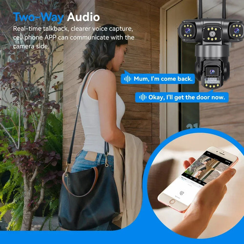 Cámara 4G Sim GSM 12MP 6K Tres Lentes Tres Pantallas Monitor Visión Nocturna Seguridad - Imagen 5 de 19