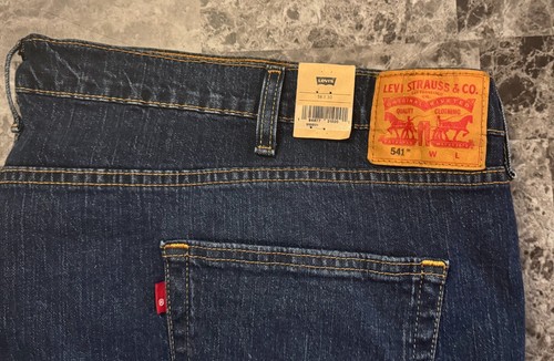 NWT LEVI'S 541 56x30 MEN'S BIG & TALL BLUE TAPERED DENIM JEANS IRREGULAR - Picture 2 of 7