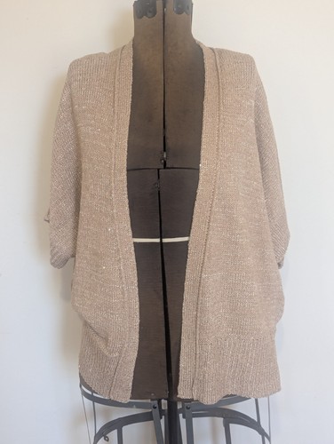 Cable & Guage Women Oversized Neutral Cardigan Size L Metalic Thread Staple - Picture 2 of 16