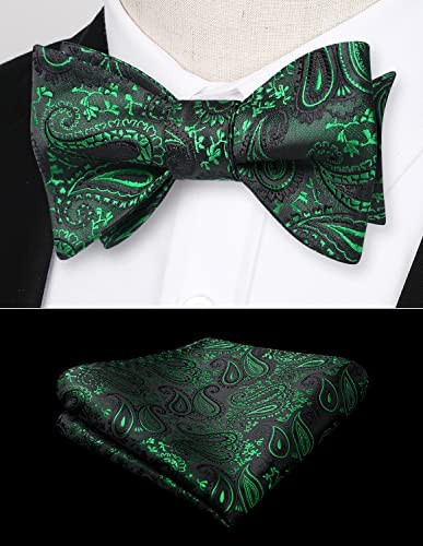  Bow Ties for Men Paisley Bowties Mens Self Tie Bow Tie and Green & Black - Picture 2 of 6