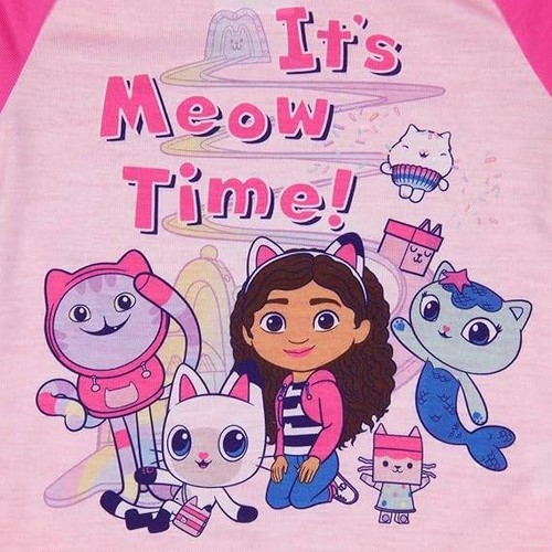 Gabbys Dollhouse Pajamas Set It's Meow Time! Girls Sleepwear Pink - Picture 3 of 5