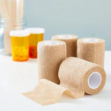 12-Rolls Tan Self Adherent Bandage Wrap, Vet Tape, Medical Tape