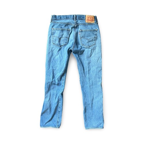 Levis 501 Jeans Men's 33x32 Blue Denim Button Fly Straight Leg Distressed - Picture 2 of 8