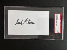 Hank Stram Signed 3x5 Index Card NFL HOF Autograph AUTO SGC 
