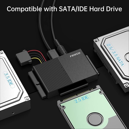 Adaptador FIDECO USB 3.0 a SATA o IDE, Cable Adaptador Disco Duro Negro - Imagen 3 de 8