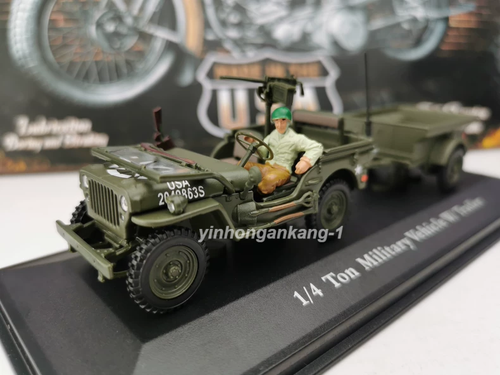 Kangwei 1/43 Jeep Willys Military Off-Road Vehicle Jeep Trailer Alloy Car Model - Picture 6 of 8