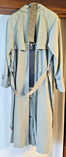 Fleet street double breasted trench/rain coat Green Sz. 10, No Liner, belt - Picture 2 of 6
