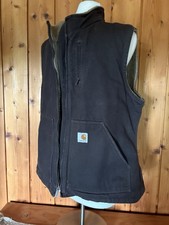 Vtg Carhartt Sherpa Lined Vest WV001 14806 Brown Full Zip Canvas Y2K XL
