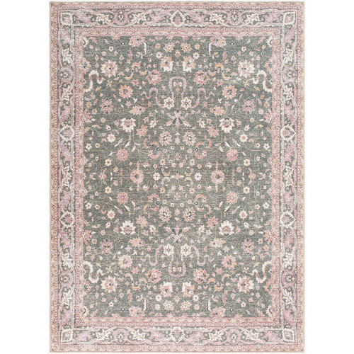 Area Rugs Tayce Traditional Medium Green Washable Area Rug - Picture 1 of 13