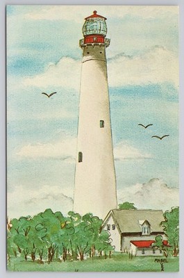 Postcard CAPE MAY LIGHTHOUSE Painting Water Color by Mabel T. Bun