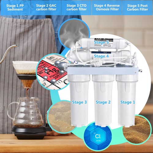 5 STAGE Water Filter System Reverse Osmosis RO Filtration Drinking 100 GPD Home - 第 3/12 張圖片