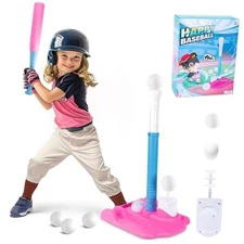 Tee Ball Set for Kids 3-5, T Ball Set with Automatic Pitching Machine Tball 