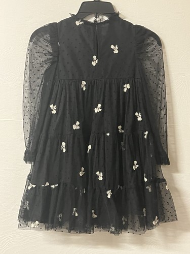 Zara Kids Girl Embroidered Tulle Dress Black Size 7 - Picture 3 of 5