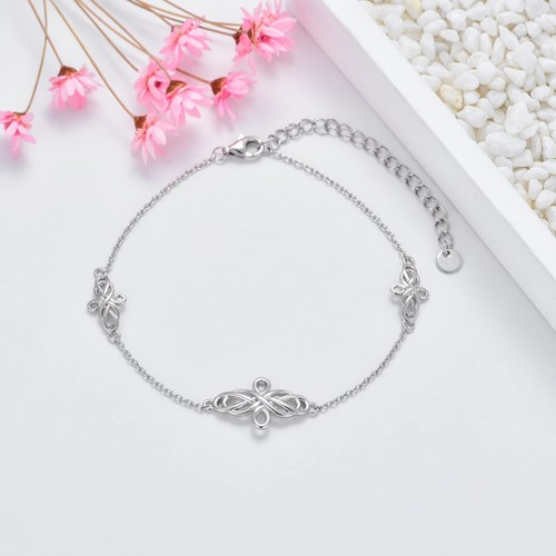 Celtic Bracelet 925 Sterling Silver Infinity Knot Bracelets Adjustable Good L... - Picture 6 of 7