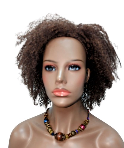 Synthetic 3/4 Crinkle Afro Color 2SP/30 Dark Brown/ Auburn Hairpiece Wig