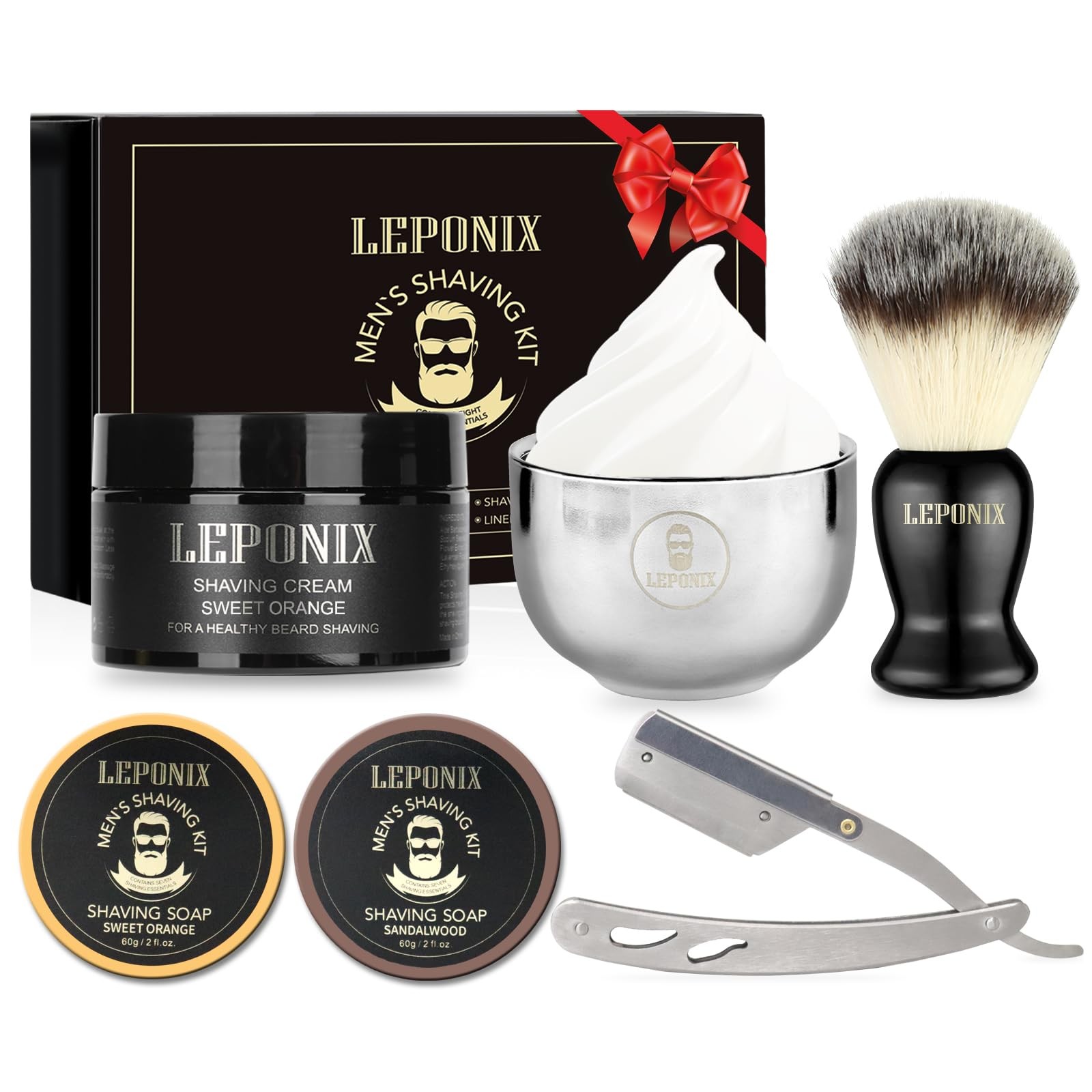 Straight Razor Shaving Kit for Men - 2 Packs Shaving Soap, S