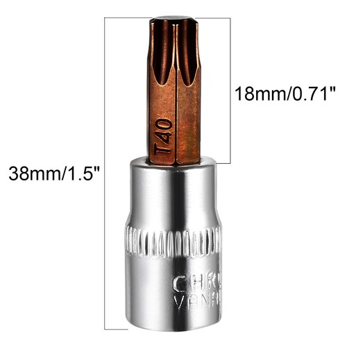 2pcs 1/4" Drive x T40 Torx Bit Socket S2 Steel Bits CR-V Sockets 1.5" Length - Picture 4 of 4