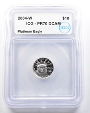 2004-W $10 American Platinum Eagle 1/10 Oz Platinum PR70 DCAM ICG *0313 2755.30 per troy oz