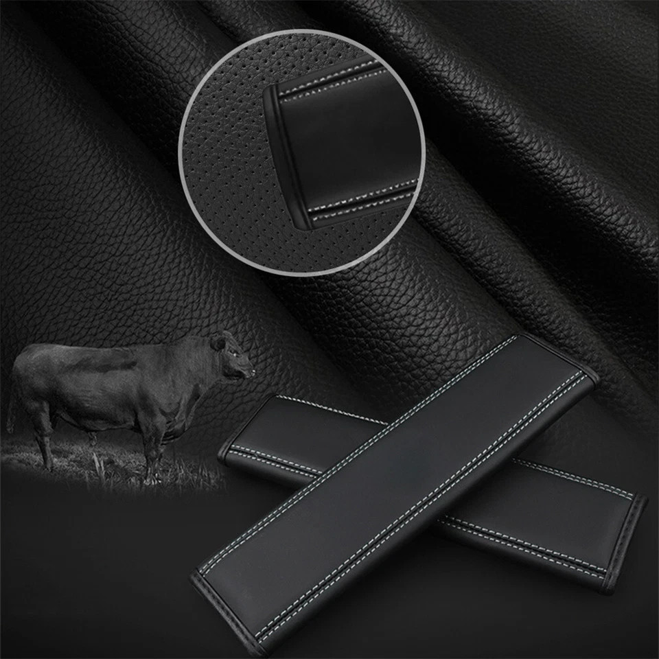 2PCS Car Seat Belt Cover Shoulder Pads Protector Black Leather FIT For Lexus