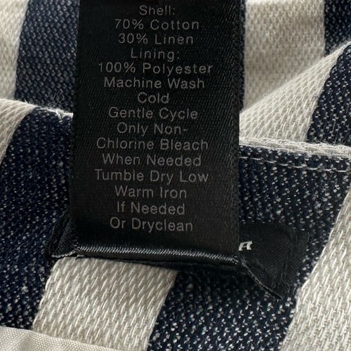 Ann Taylor Pencil Skirt Sz 12 Linen Blend Striped Zip Pockets Striped Navy White - Picture 7 of 7